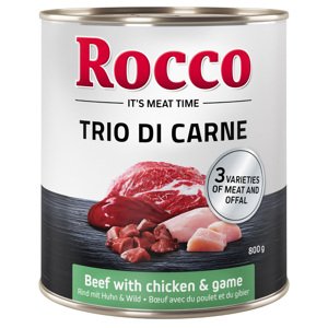 24x800g Rocco Classic Trio di Carne Marha, csirke & vad nedves kutyatáp 20% árengedménnyel