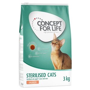 3kg Concept for Life Sterilised Cats lazac száraz macskatáp 15% árengedménnyel