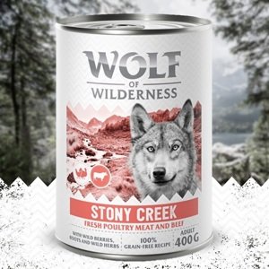 6x400g Wolf of Wilderness Adult Stony Creek nedves kutyatáp akciós áron