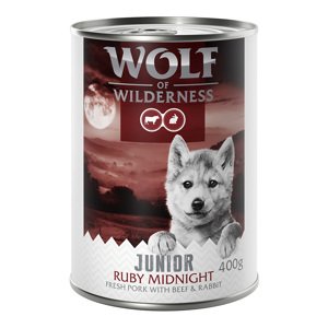 6x400g Wolf of Wilderness Junior Ruby Midnight nedves kutyatáp akciós áron