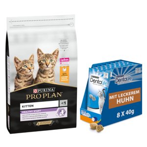10kg PURINA PRO PLAN  Kitten Healthy Start csirke száraz macskatáp+8x40g Dentalife macskasnack ingyen