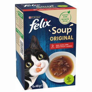 36x48g Felix Soup házias válogatás macskaleves 30+6 ingyen
