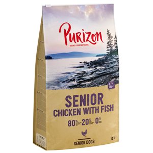12kg Purizon Senior csirke & hal - gabonamentes száraz kutyatáp - 10+2 kg ingyen!