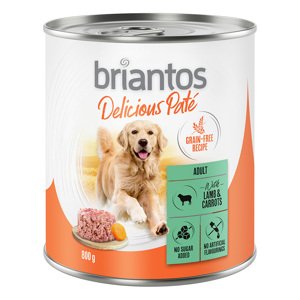 6x800g Briantos Delicious Paté bárány & sárgarépa nedves kutyatáp 5+1 ingyen