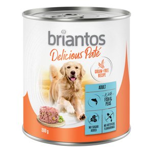 6x800g Briantos Delicious Paté hal & borsó nedves kutyatáp 5+1 ingyen