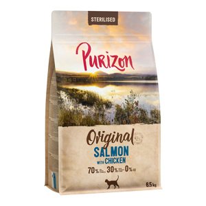6,5kg Purizon Adult lazac & csirke gabonamentes száraz macskatáp 5,5+1kg ingyen