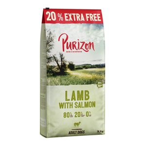 14,4kg Purizon Adult Bárány & lazac gabonamentes száraz kutyatáp 12+2,4 kg ingyen akcióban