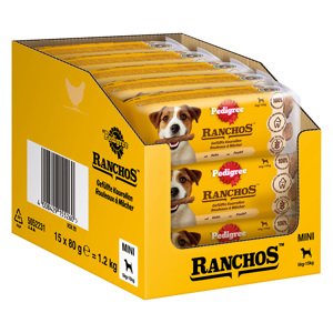 3x80g Pedigree Ranchos mini töltött rágótekercsek csirke megapack kutyasnack 2+1 ingyen akcióban
