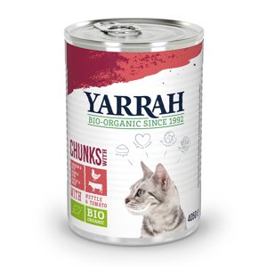6x405g Yarrah Bio csirke, bio marha nedves macskatáp 15% kedvezménnyel