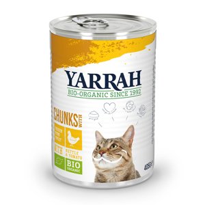 6x405g Yarrah Bio csirke, bio csalán nedves macskatáp 15% kedvezménnyel