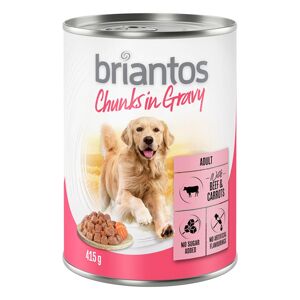 6x415g Briantos Marha & sárgarépa falatkák szószban nedves kutyatáp
