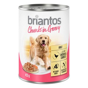 6x415g Briantos Csirke & sárgarépa falatkák szószban nedves kutyatáp