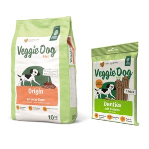 10kg Green Petfood VeggieDog Origin száraz kutyatáp+180g Green Petfood VeggieDog Denties Denties kutyasnack ingyen