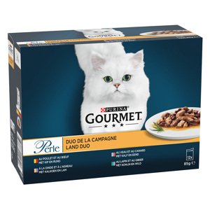 48x85g Gourmet Perle vegyes válogatás Szárazföldi duó nedves macskatáp 3+1 ingyen akcióban