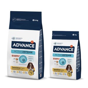 17kg Advance Sensitive Adult lazac & rizs száraz kutyatáp 14+3kg ingyen