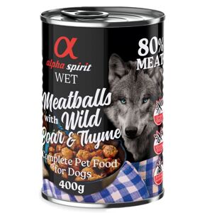 12x400g alpha spirit Dog Meatballs Vaddisznó & kakukkfű nedves kutyatáp