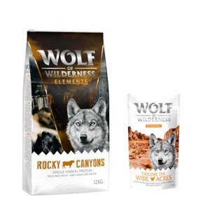 12kg Wolf of Wilderness Rocky Canyons száraz kutyatáp+100g Explore the Wide Acres snack ingyen