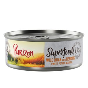 60x70g Purizon Superfoods Vaddisznó, hering, édesburgonya & alma nedves macskatáp rendkívüli árengedménnyel
