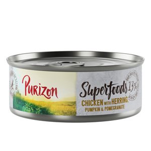 60x70g Purizon Superfoods Csirke, hering, tök & gránátalama nedves macskatáp rendkívüli árengedménnyel