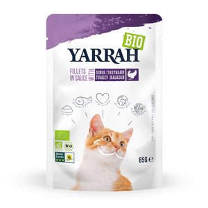 14x85g Yarrah Bio pulykafilék szószban nedves macskatáp 20% árengedménnyel