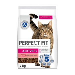 7kg Perfect Fit Active 1+ marha száraz macskatáp 20% árengedménnyel