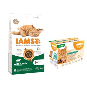 IAMS for Vitality Sensitive Digestion Adult & Senior pulyka -Adult bárány 6 kg + Szószban (12 x 85 g)