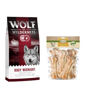12kg Wolf of Wilderness "Ruby Midnight" - marha & nyúl száraz kutyatáp+750g 15cm-es Lukullus csirke rágócsont kutyáknak ingyen