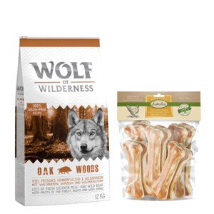 12kg Wolf of Wilderness Adult 'Oak Woods' - vaddisznó száraz kutyatáp+750g 15cm-es Lukullus csirke rágócsont kutyáknak ingyen