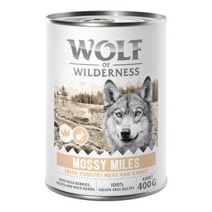 Wolf of Wilderness Adult "Expedition" 6 x 400 g - Sok friss szárnyassal - Mossy Miles - Szárnyas nyúllal
