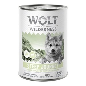 24x400g Wolf of Wilderness Junior Steep Journey nedves kutyatáp 20+4 ingyen