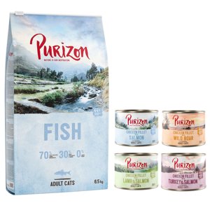 6,5kg Purizon Adult hal száraz macskatáp+6x200g Purizon Adult gabonamentesnedvestáp vegyes csomagban ingyen