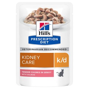 12x85g10 + 2 ingyen! Hill’s Prescription Diet nedves macskatáp - k/d Kidney Care lazac