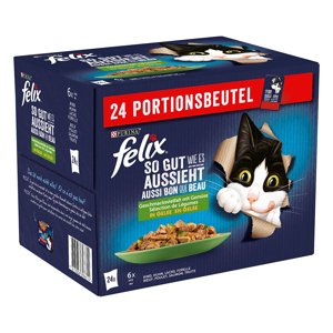 48x85g Felix Fantastic aszpikban hús- & zöldségválogatás nedves macskatáp 20% kedvezménnyel