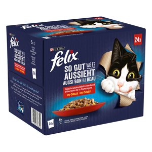 48x85g Felix Fantastic aszpikban húsválogatás nedves macskatáp 20% kedvezménnyel