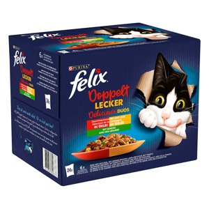 48x85g Felix Duplán finom hús & zöldségválogatás nedves macskatáp 20% kedvezménnyel