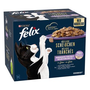 48x80g Felix Deliciously Sliced vegyes válogatás nedves macskatáp 20% kedvezménnyel