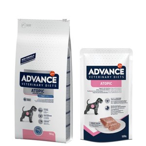 15kg Advance Veterinary Diets Atopic pisztráng száraz kutyatáp+8x150g nedvestáp ingyen