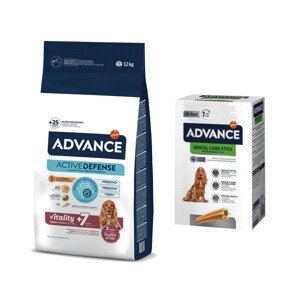 12kg Advance Medium Senior Vitality 7 száraz kutyatáp+720g Dental Care Snack ingyen