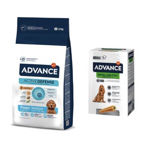 12kg Advance Medium Puppy Protect száraz kutyatáp+720g Dental Care Snack ingyen