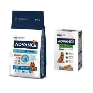 14kg Advance Medium Adult száraz kutyatáp+720g Dental Care Snack ingyen