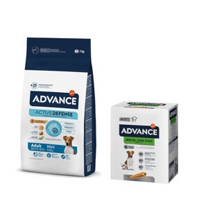 7kg Advance Mini Adult száraz kutyatáp+360g Dental Mini Sticks snack ingyen