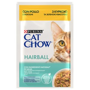52x85g Cat Chow Hairball csirke & zöldbab nedves macskatáp