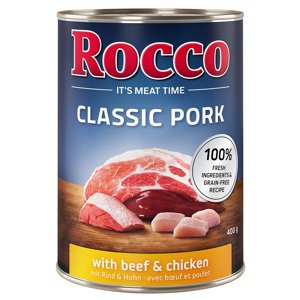 6x400g Rocco Classic Pork Marha & csirke nedves kutyaap 5+1 ingyen akcióban