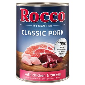 6x400g Rocco Classic Pork Csirke & pulyka nedves kutyaap 5+1 ingyen akcióban