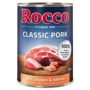 6x400g Rocco Classic Pork Csirke & lazac nedves kutyaap 5+1 ingyen akcióban