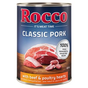 6x400g Rocco Classic Pork Marha & szárnyasszív nedves kutyaap 5+1 ingyen akcióban