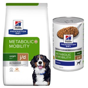 12kg Hill's Prescription Diet + 3 x 370 g hozzáillő nedvestáp ingyen! - Metabolic+Mobility Weight+Joint Care csirke