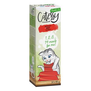 14x85g Catessy marha falatkák szószban, tálcás nedves macskatáp