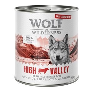 12x800g 11 + 1 ingyen! Wolf of Wilderness nedves kutyatáp - High Valley - szabad tartású marha