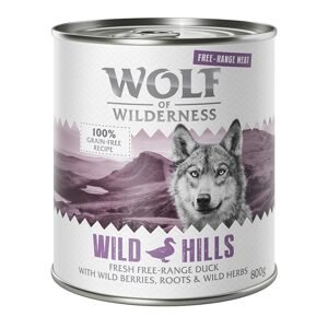 12x800g 11 + 1 ingyen! Wolf of Wilderness nedves kutyatáp - Wild Hills - szabad tartású kacsa